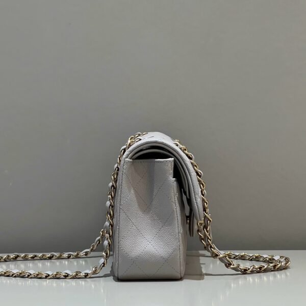 Chanel CF-Small 23cm-Fine Caviar Leather-Uncut Edge-Elephant Gray Light Gold Buckle - Image 3
