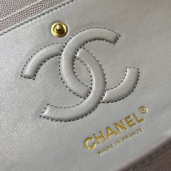 Chanel CF-Small 23cm-Fine Caviar Leather-Uncut Edge-Elephant Gray Light Gold Buckle - Image 8